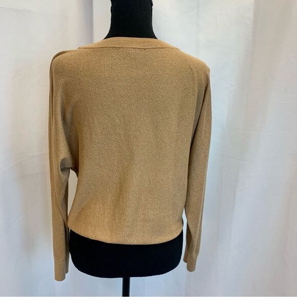 I.n.c. International concepts Metallic glitter gold Long sleeve crewneck sweater - Picture 5 of 10